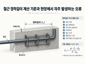 철근 정착길이 계산 기준과 현장에서 자주 발생하는 오류 1 철근 정착길이 계산 기준과 피복두께·콘크리트 강도의 영향