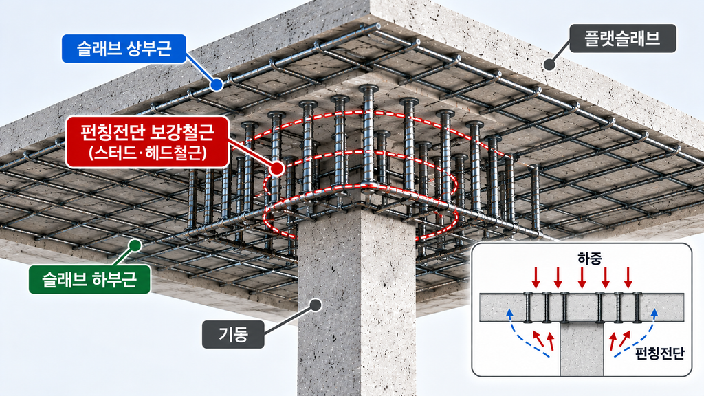 플랫슬래브 펀칭전단 보강 철근의 배치 원리 1 image 1