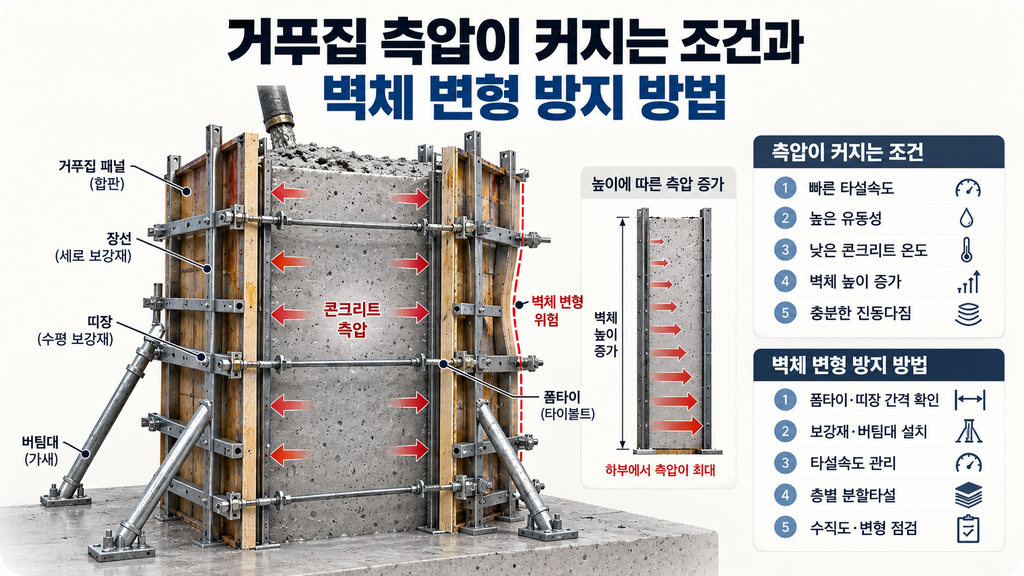 거푸집 측압이 커지는 조건과 벽체 변형 방지 방법 1 image 4