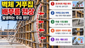 벽체 거푸집 배부름 현상이 발생하는 주요 원인