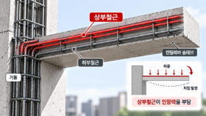 캔틸레버 슬래브 상부철근 배근이 중요한 이유